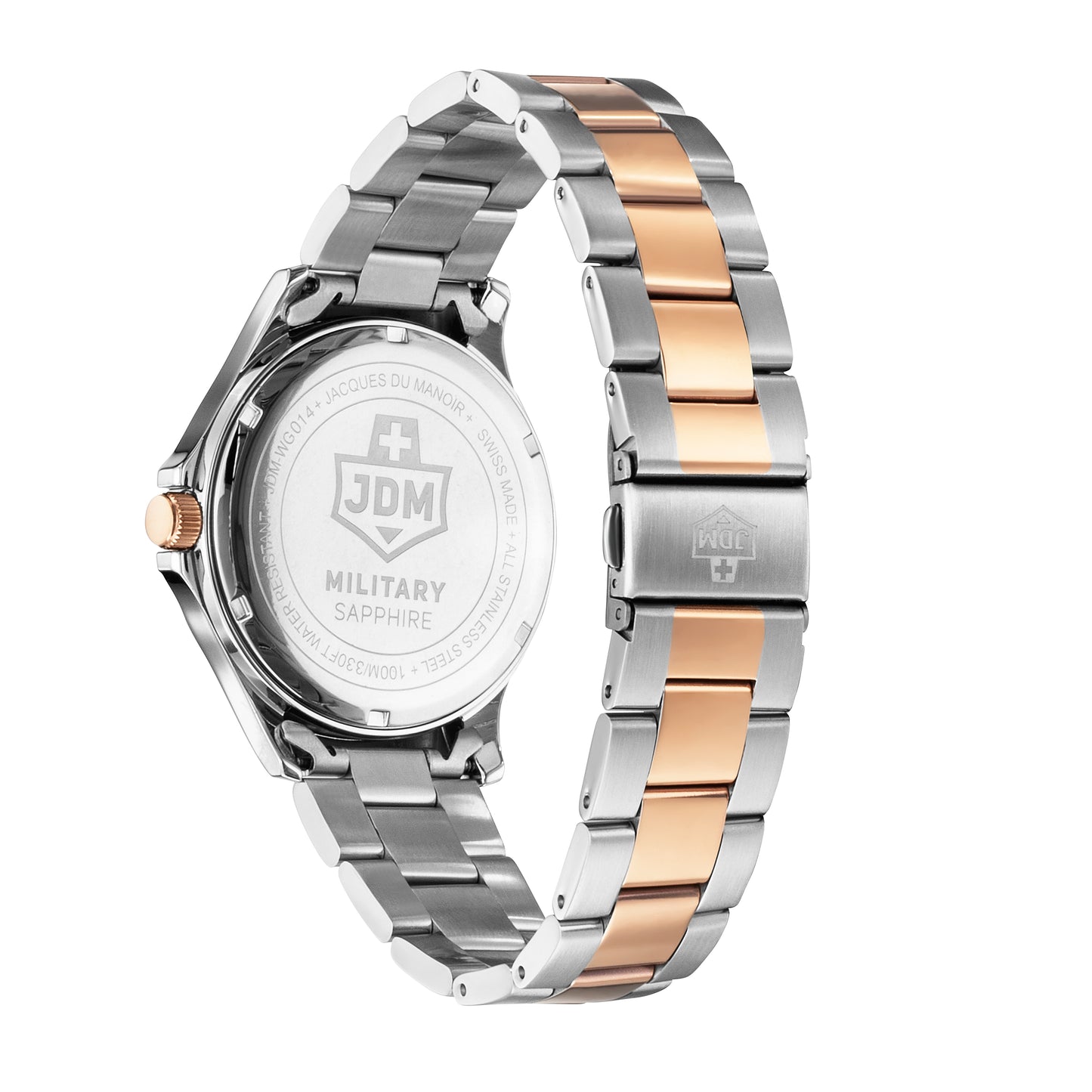 JDM Military Alpha Big Date Silver Dial Rosegold Bi-colour Bracelet