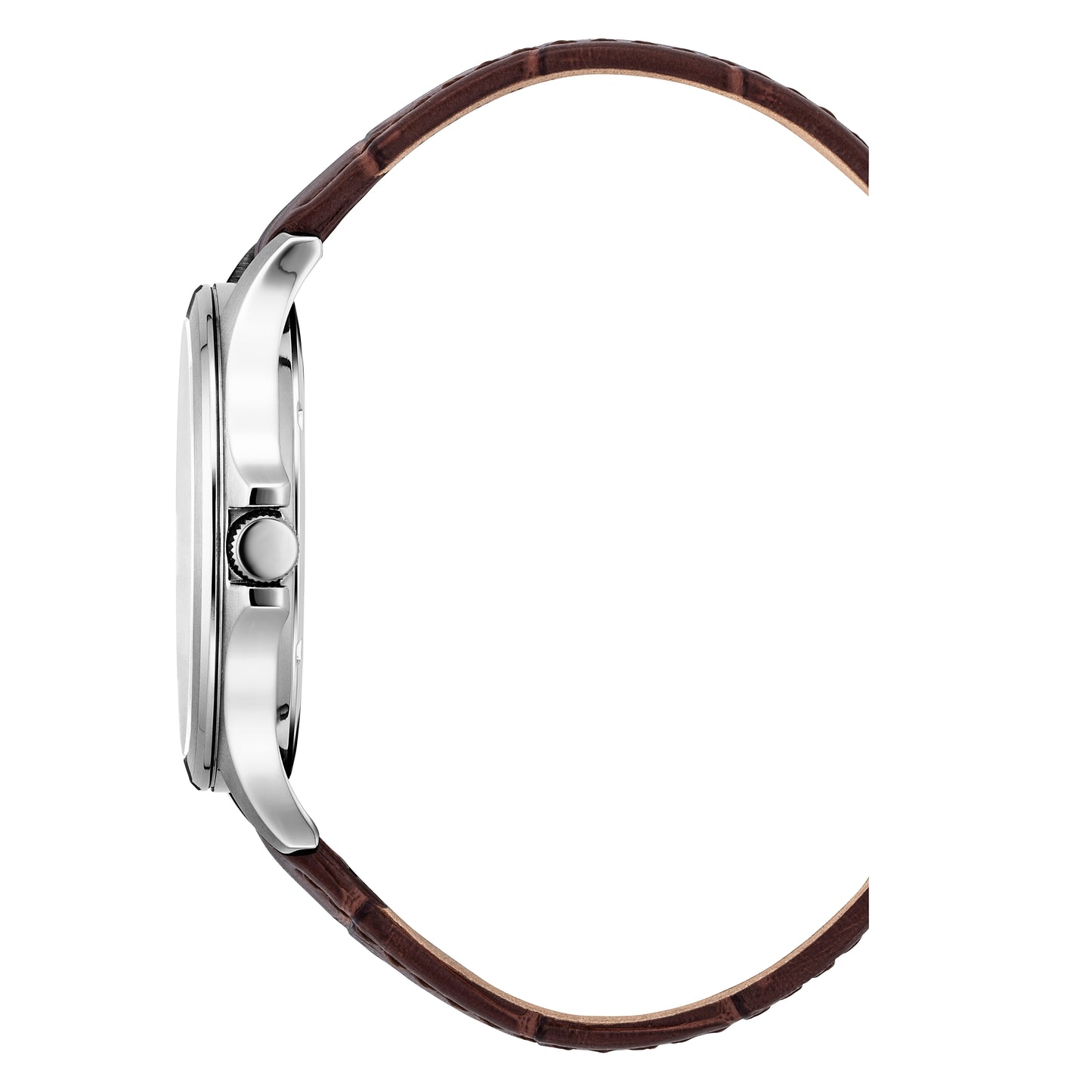 JDM Military Alpha Big Date Silver Dial Brown Leather Strap