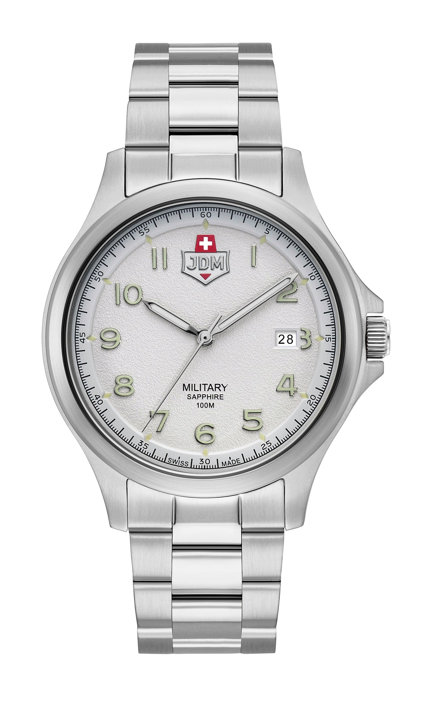 JDM Military Alpha III Silver Dial Stainless Steel Bracelet