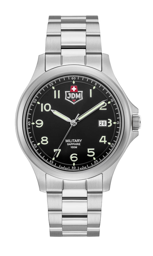 JDM Military Alpha III Black Dial Stainless Steel Bracelet