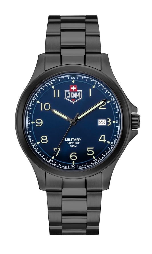 JDM Military Alpha III Blue Dial Black IP Bracelet