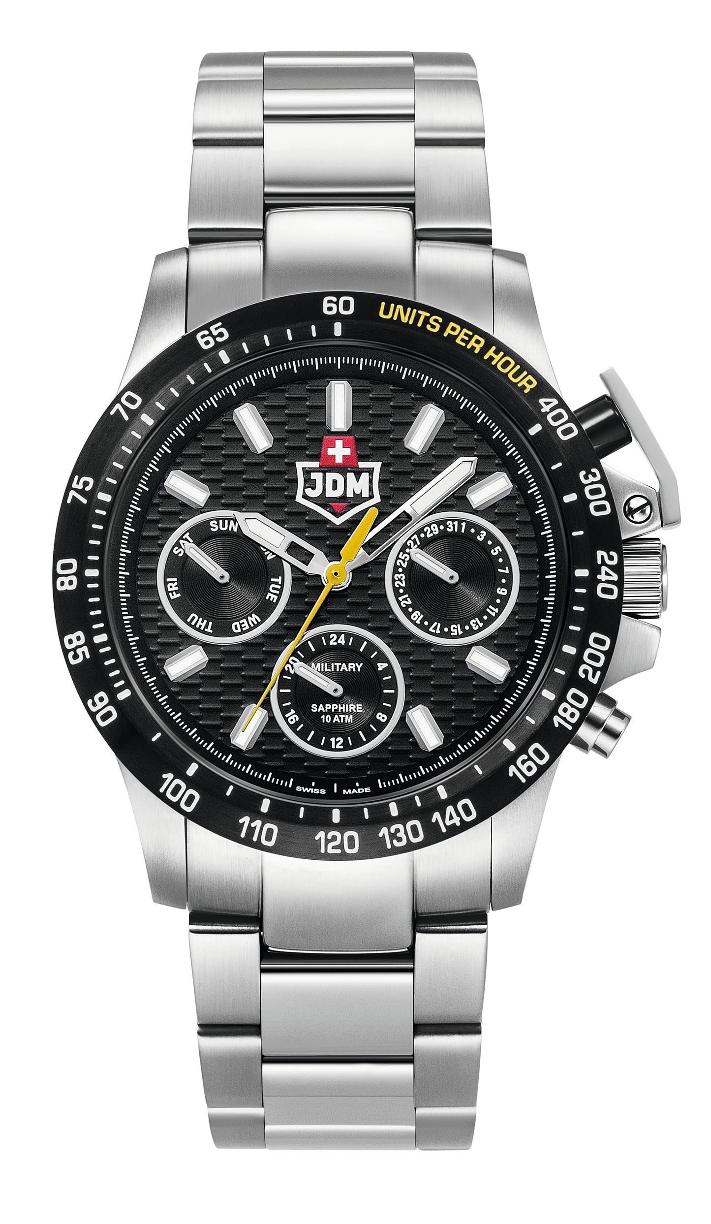 JDM Military Charlie Black Dial Stainless Steel Bracelet