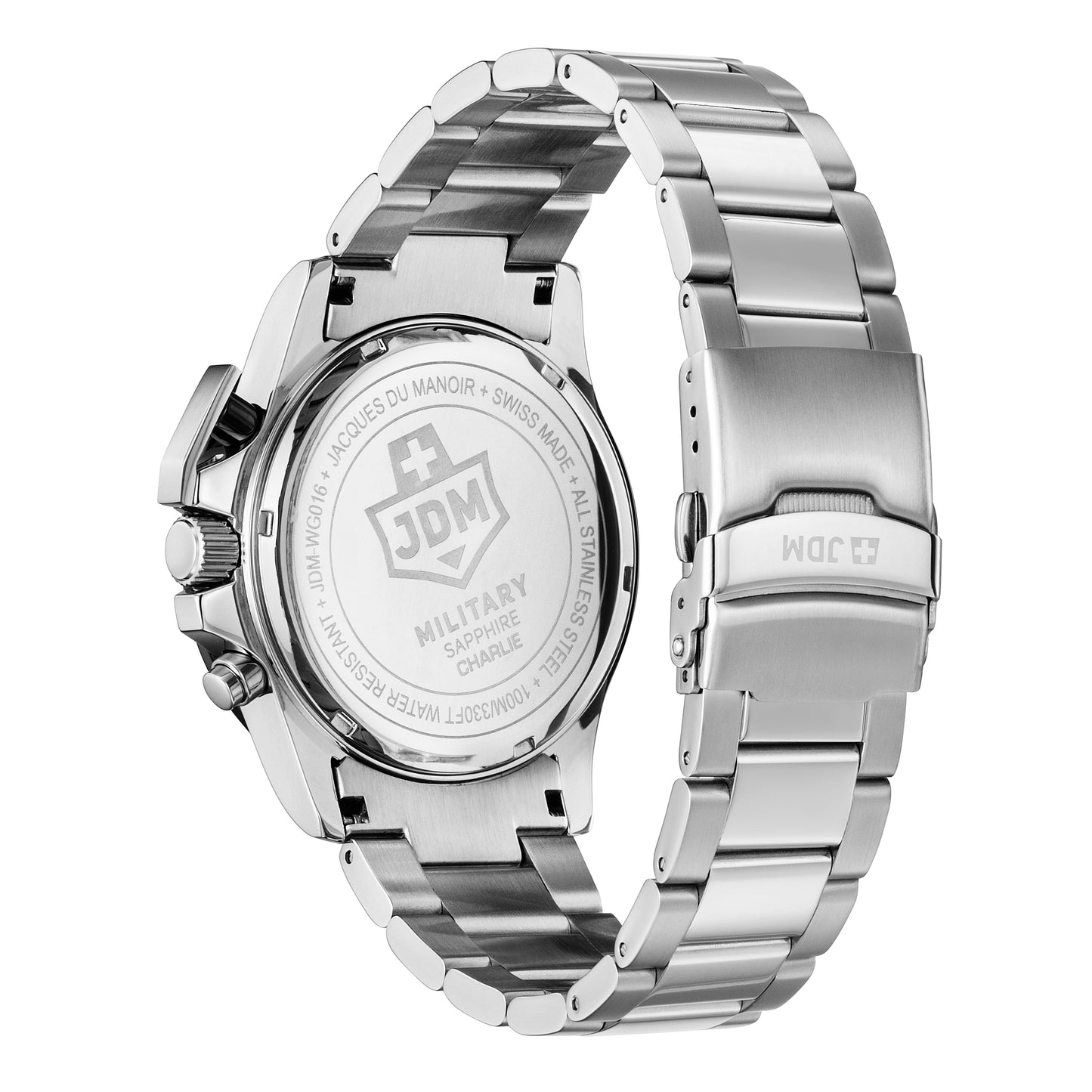 JDM Military Charlie Black Dial Stainless Steel Bracelet