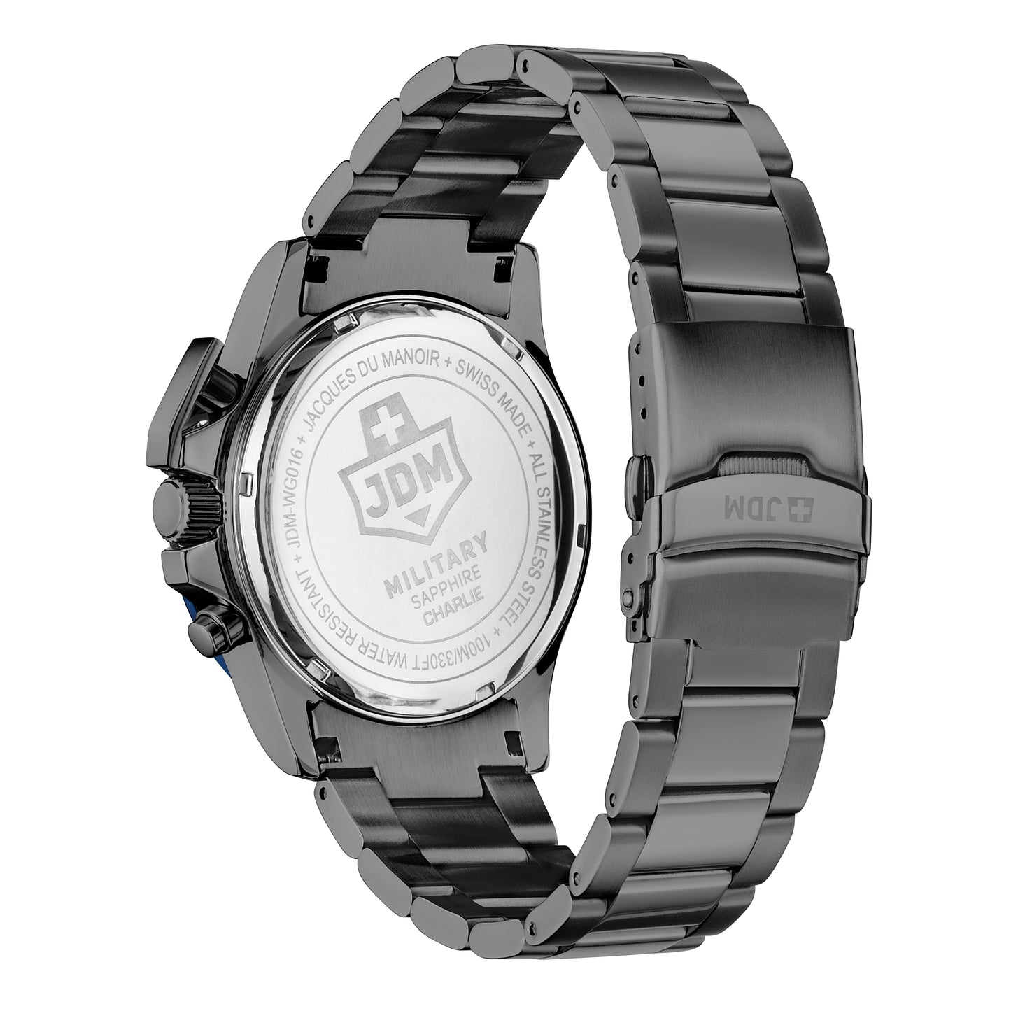 JDM Military Charlie Blue Dial Black IP Bracelet