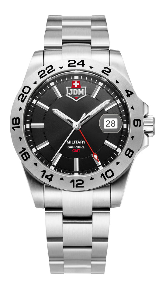 JDM Military Delta 24 Black Dial Stainless Steel Bracelet