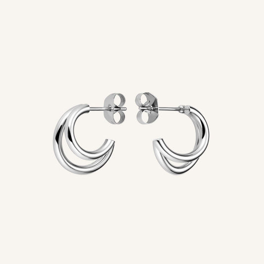 Rosefield Double Hoops Silver