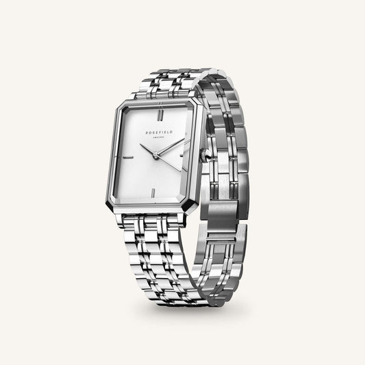 Rosefield Octagon XS Steel and Silver Dial Watch