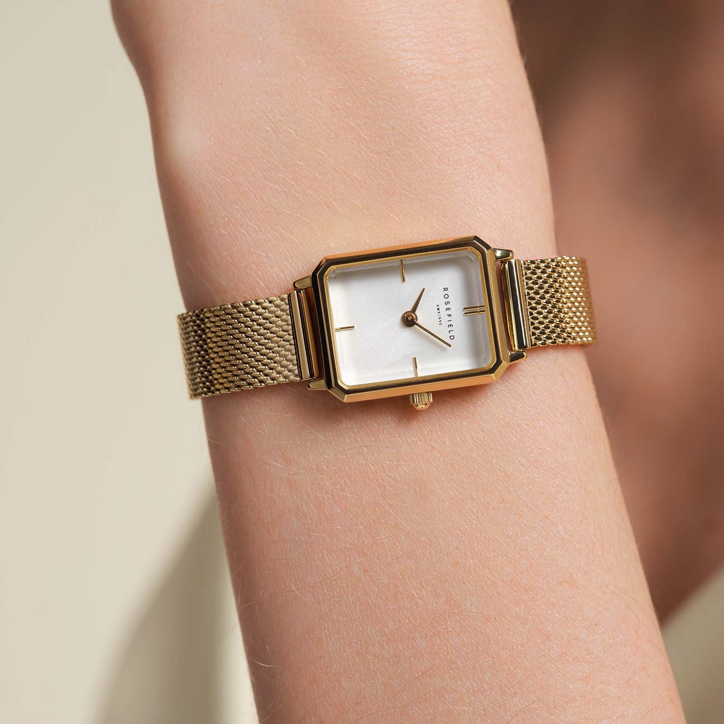 Rosefield Octagon XS Mesh Gold Watch