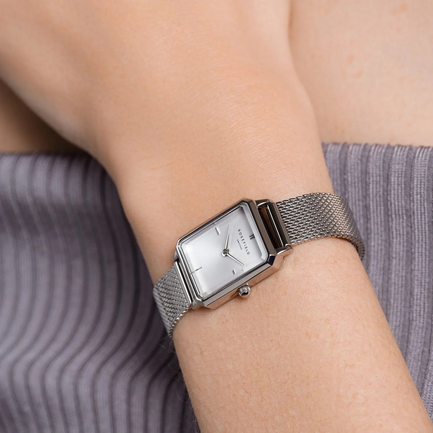 Rosefield Octagon XS Mesh Silver Watch