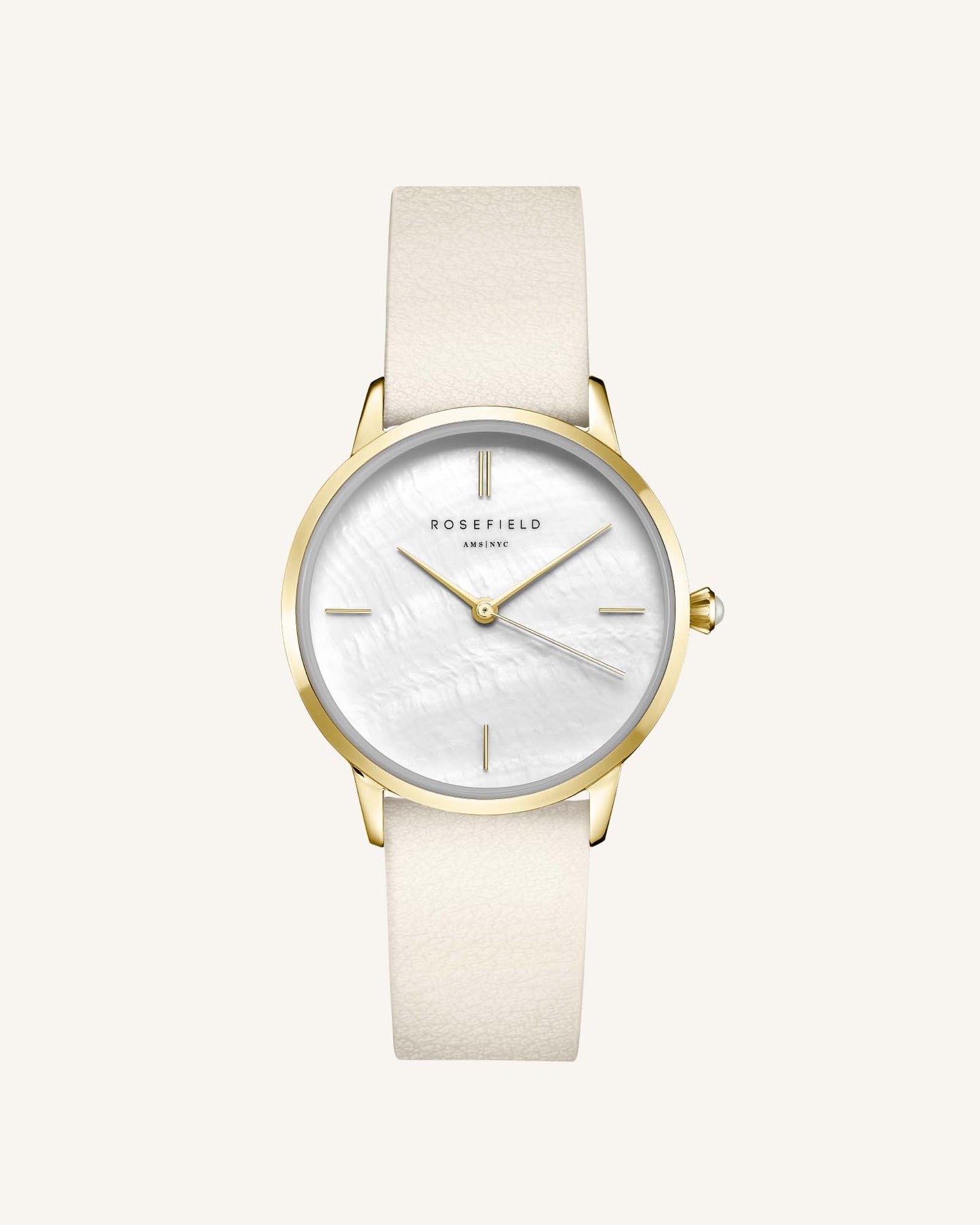 Rosefield Pearl Edit on White Leather Strap