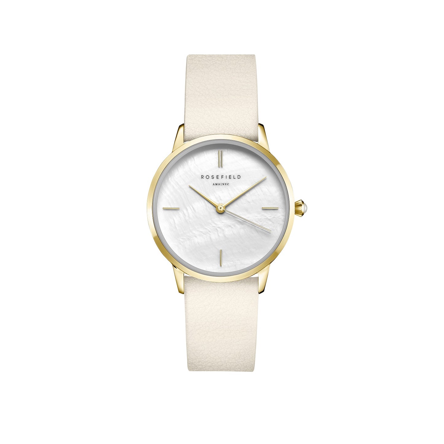 Rosefield Pearl Edit on White Leather Strap
