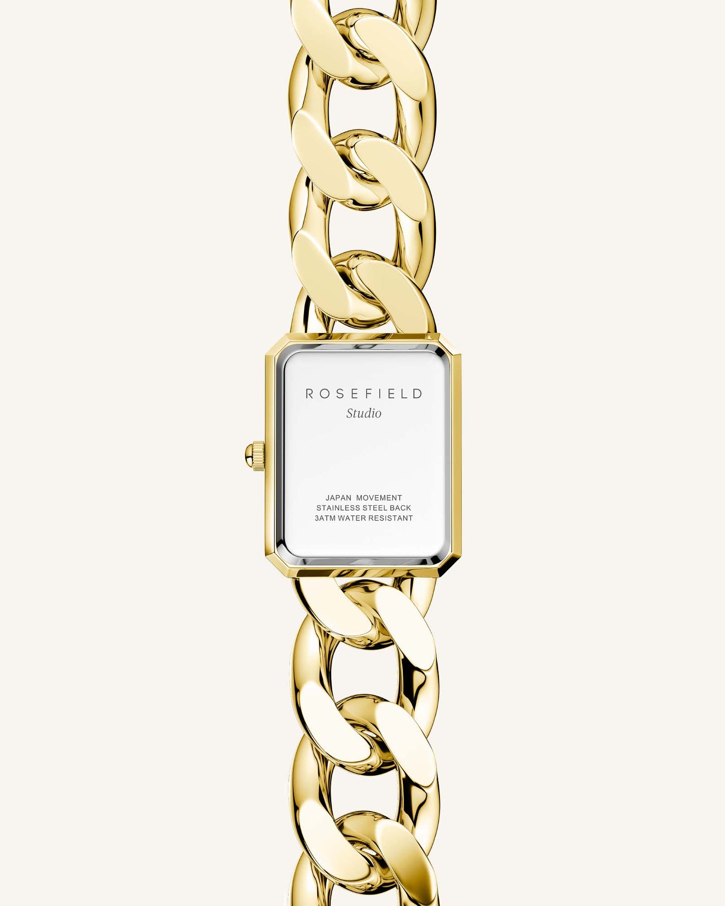 Rosefield Octagon XS Studio Gold Curb Linked Bracelet Watch