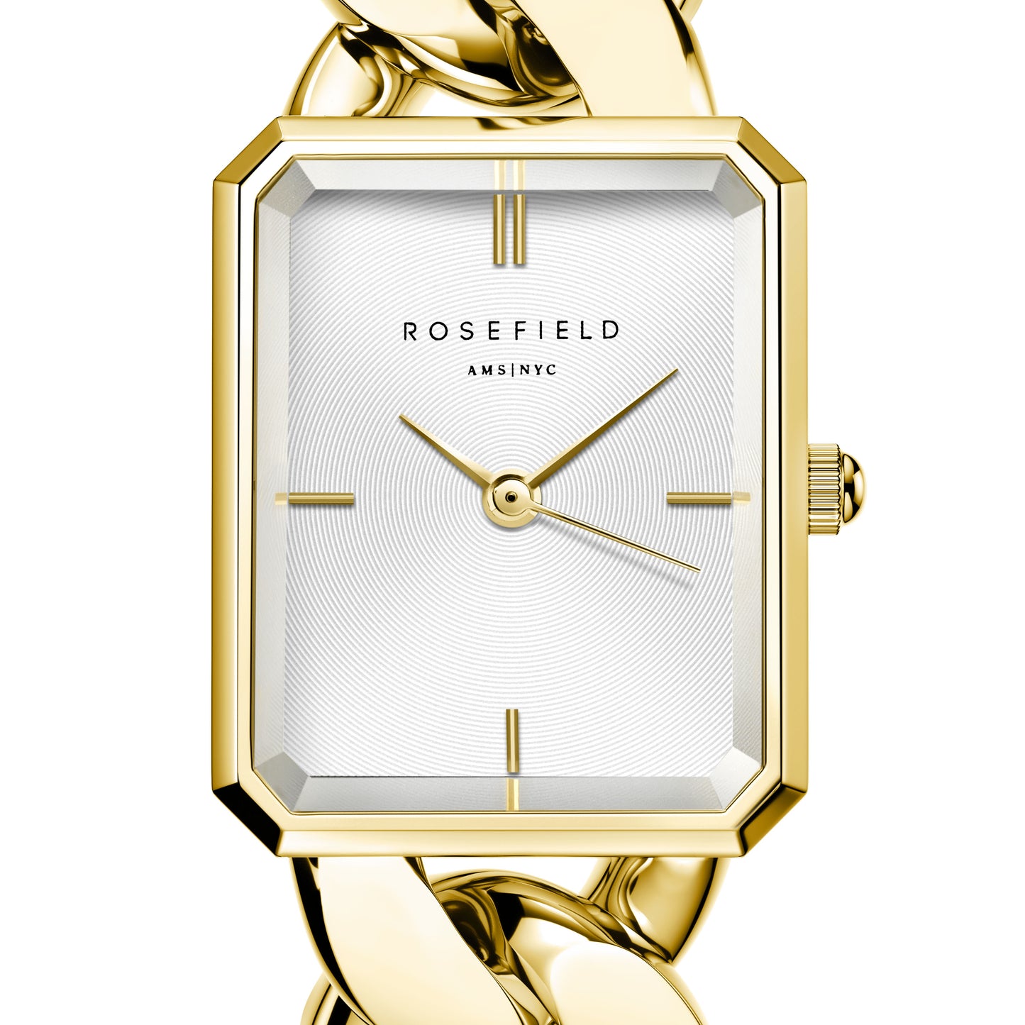 Rosefield Octagon XS Studio Gold Curb Linked Bracelet Watch