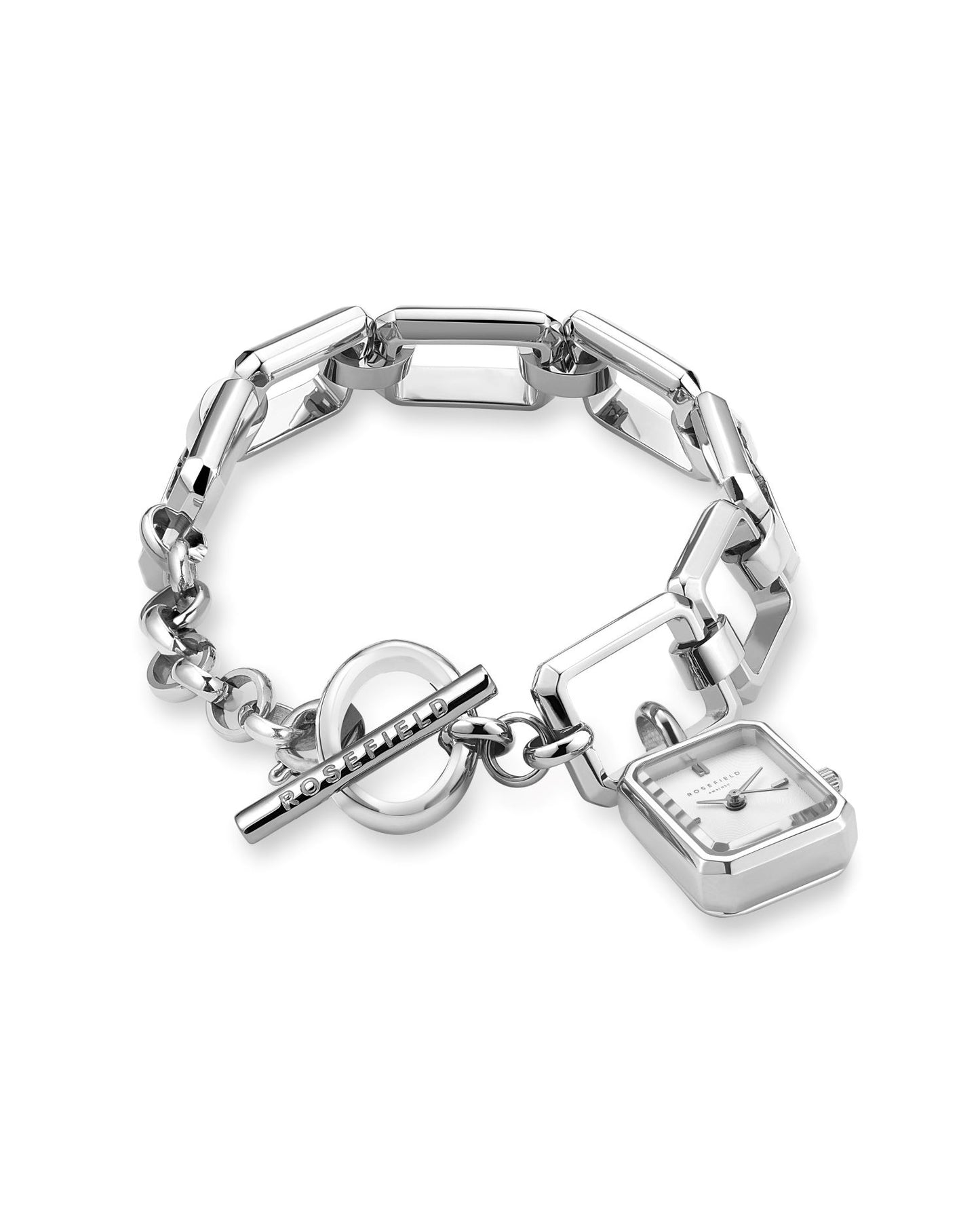 Rosefield Octagon Studio Steel Octagonal Linked Bracelet Watch