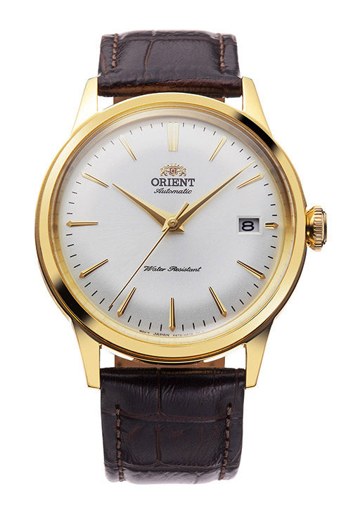Orient Bambino 38mm Brown Leather Strap White Dial