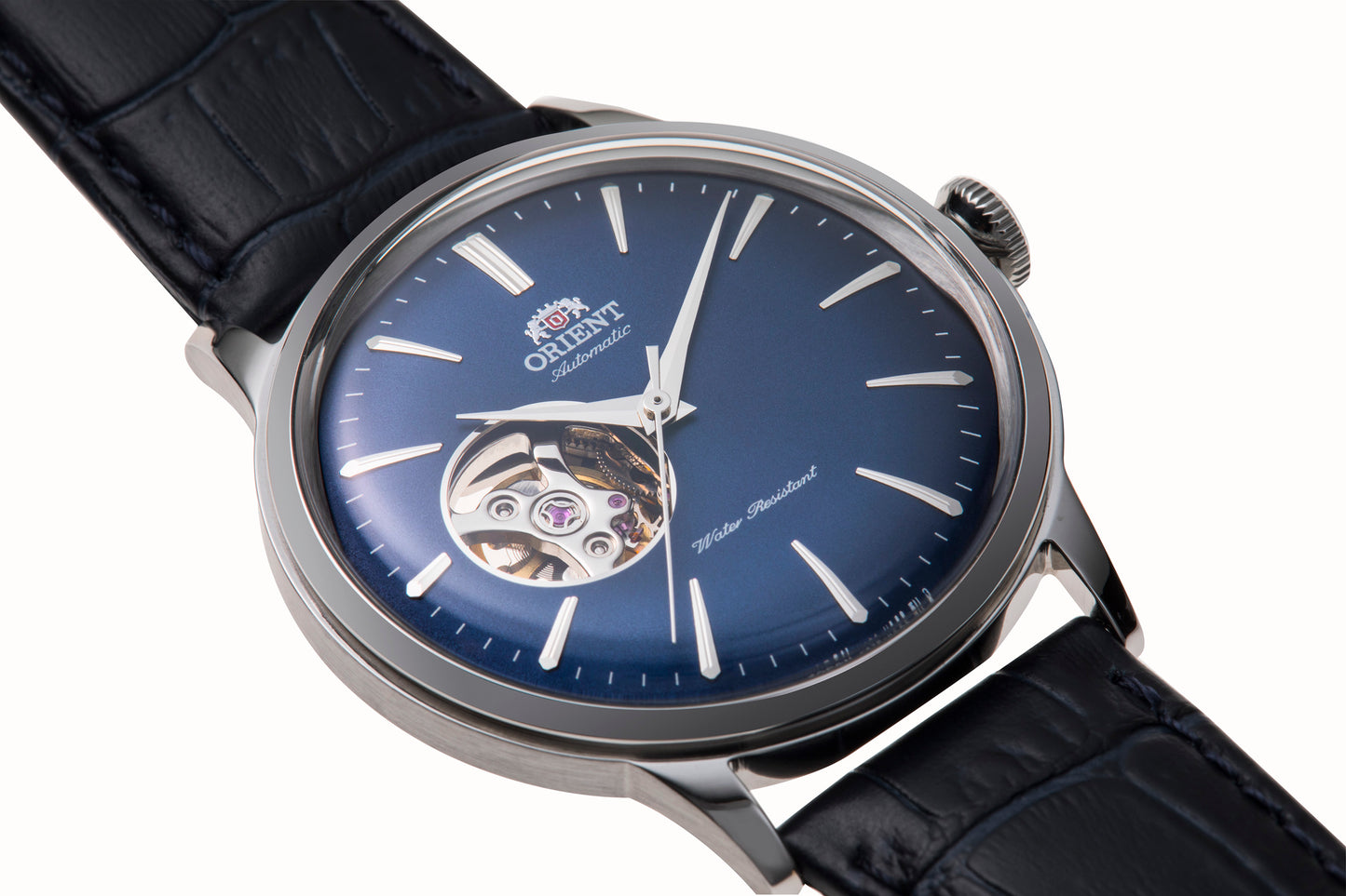 Orient Bambino Open Heart Blue Leather Strap Blue Dial