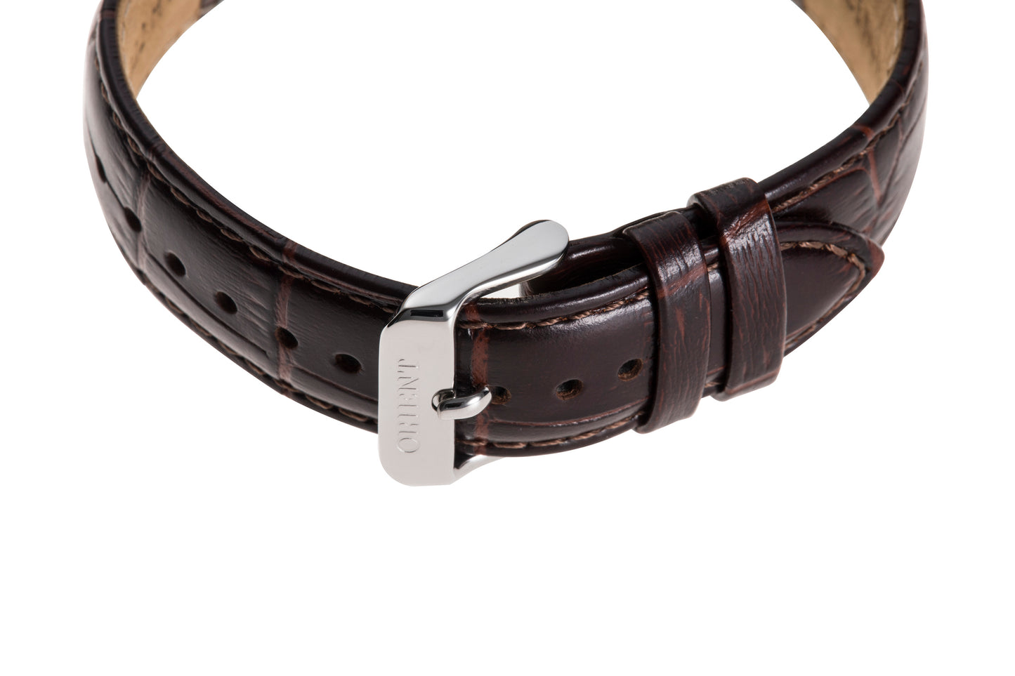 Orient Bambino Small seconds Brown Leather Strap White Dial