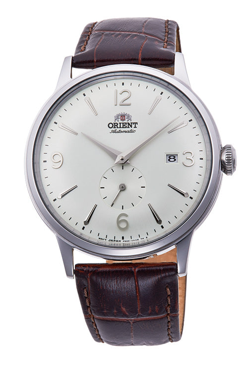 Orient Bambino Small seconds Brown Leather Strap White Dial