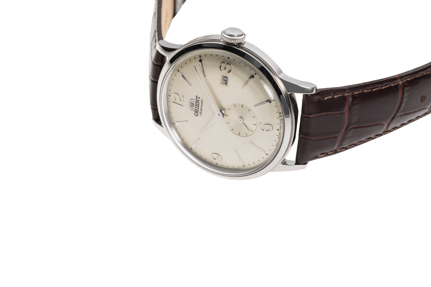 Orient Bambino Small seconds Brown Leather Strap Beige Dial