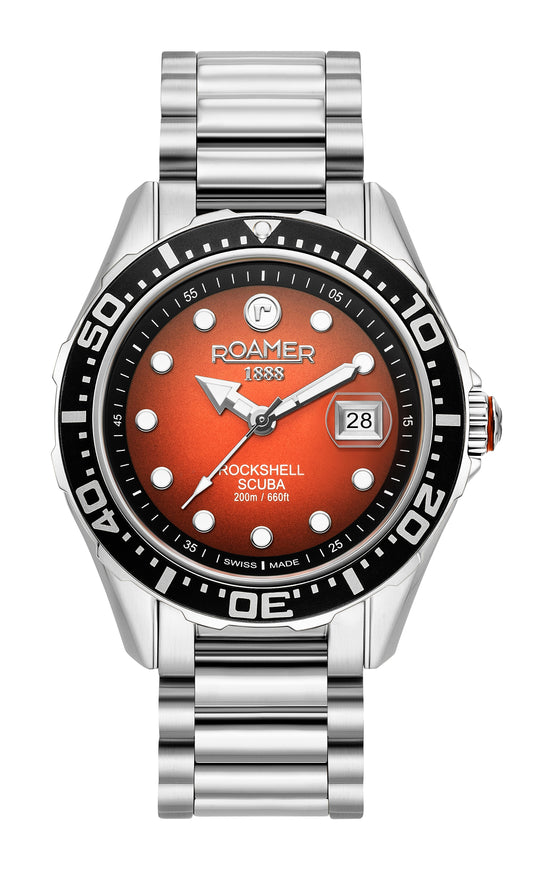 Roamer Rockshell Mark III Scuba Orange Dial Stainless Steel Bracelet