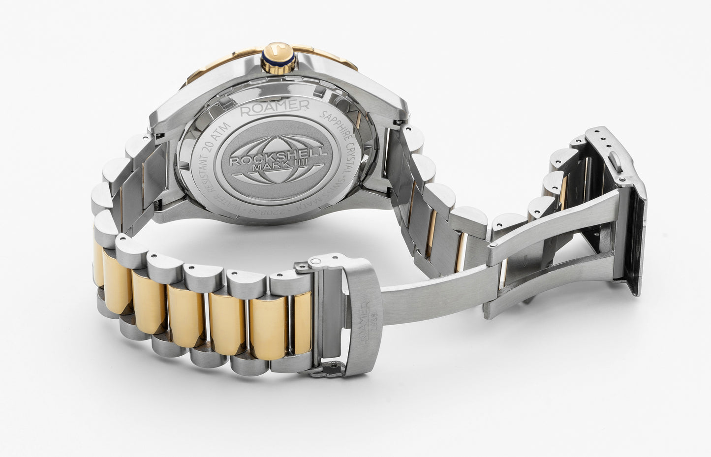 Roamer Rockshell Mark III Scuba Blue Dial Yellow Gold Bi-colour Bracelet