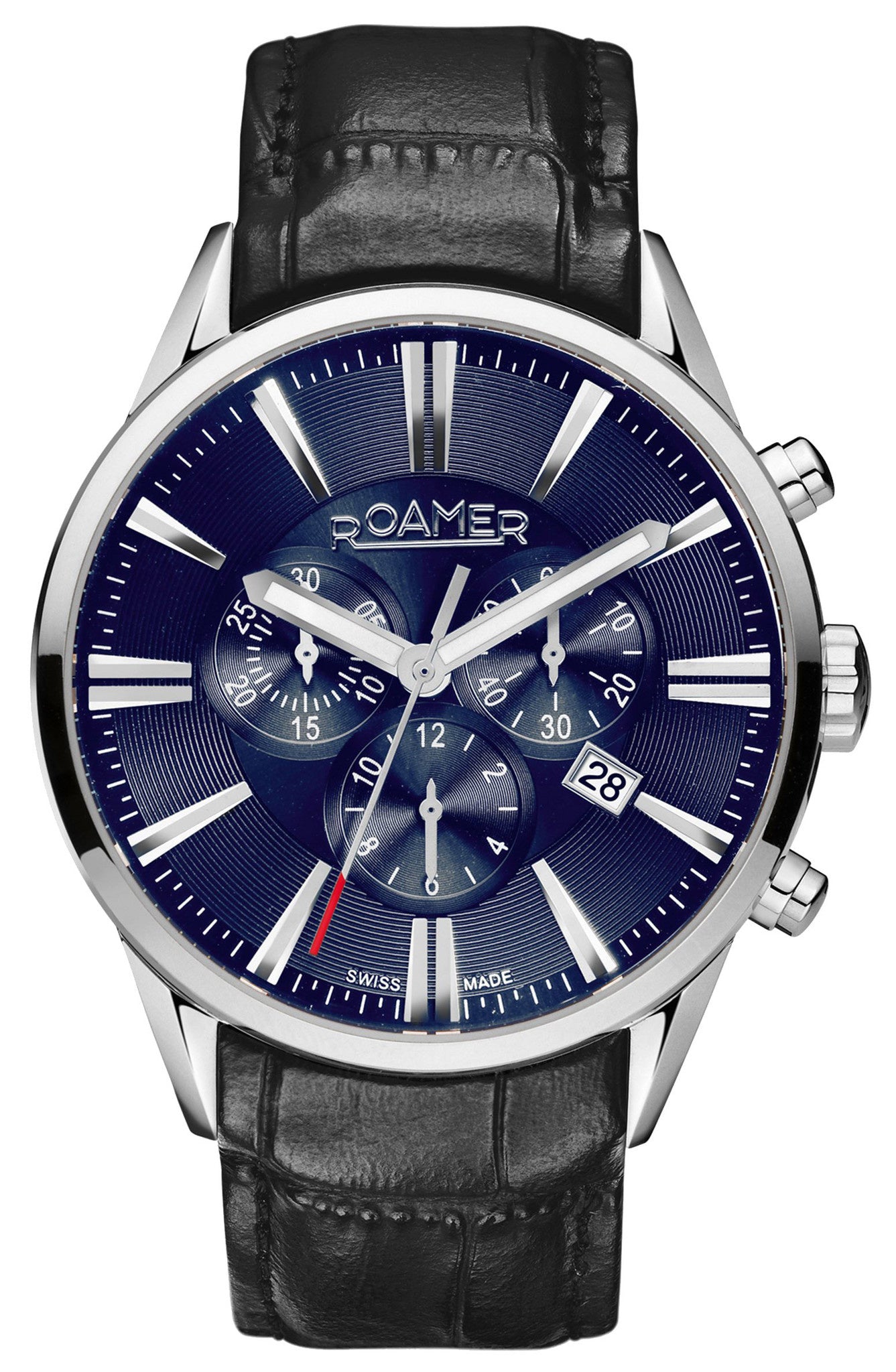Roamer Superior Chrono Blue Dial Black Leather Strap