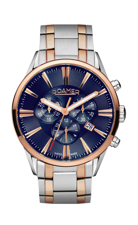 Roamer Superior Chrono Black Dial Rosegold Bi-colour Bracelet