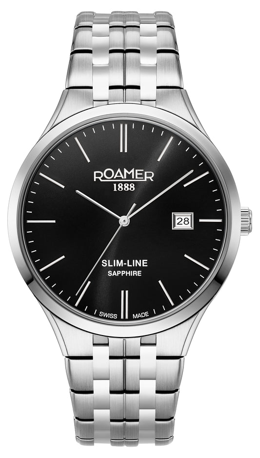Roamer Slim-Line Classic Gents Black Dial Stainless Steel Bracelet