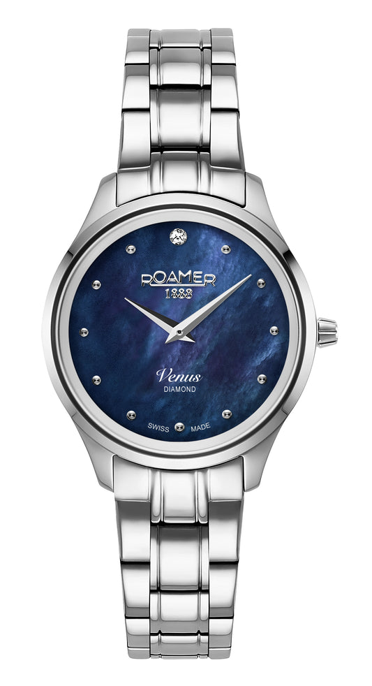 Roamer Venus Diamond, Blue MOP Dial Stainless Steel Bracelet
