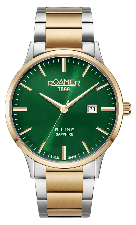 Roamer R-Line Classic, Green Dial Yellow Gold Bi-colour Bracelet