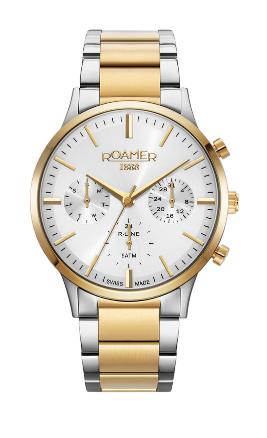 Roamer R-Line Multifunction, Silver Dial Yellow Gold Bi-colour Bracelet