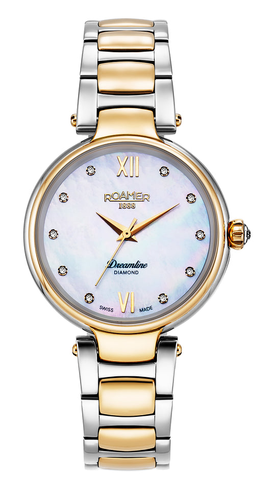 Roamer Dreamline Diamonds, White MOP Dial Yellow Gold Bi-colour Bracelet