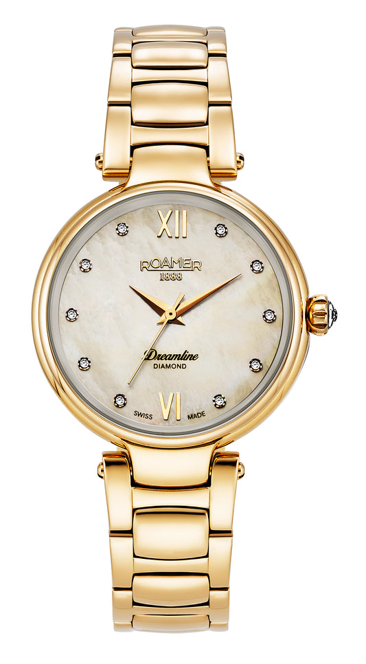 Roamer Dreamline Diamonds, Champagne MOP Dial Yellow Gold Bracelet
