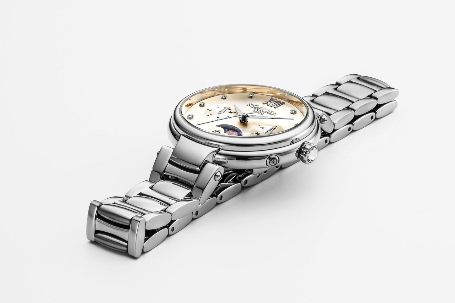 Roamer Dreamline Moonphase Silver Dial Stainless Steel Bracelet