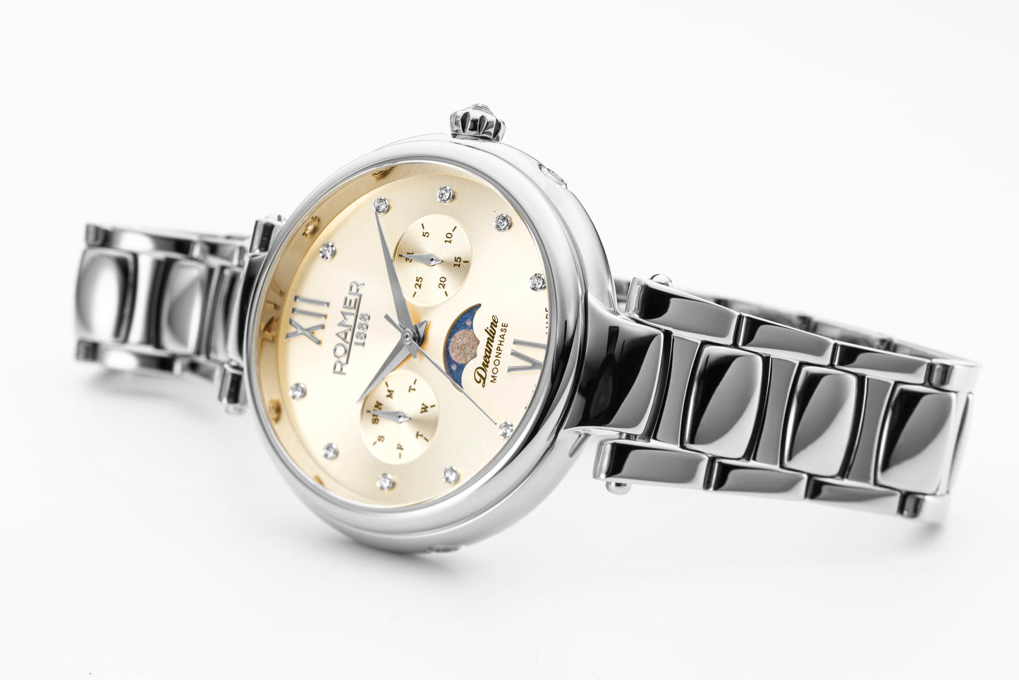 Roamer Dreamline Moonphase Silver Dial Stainless Steel Bracelet