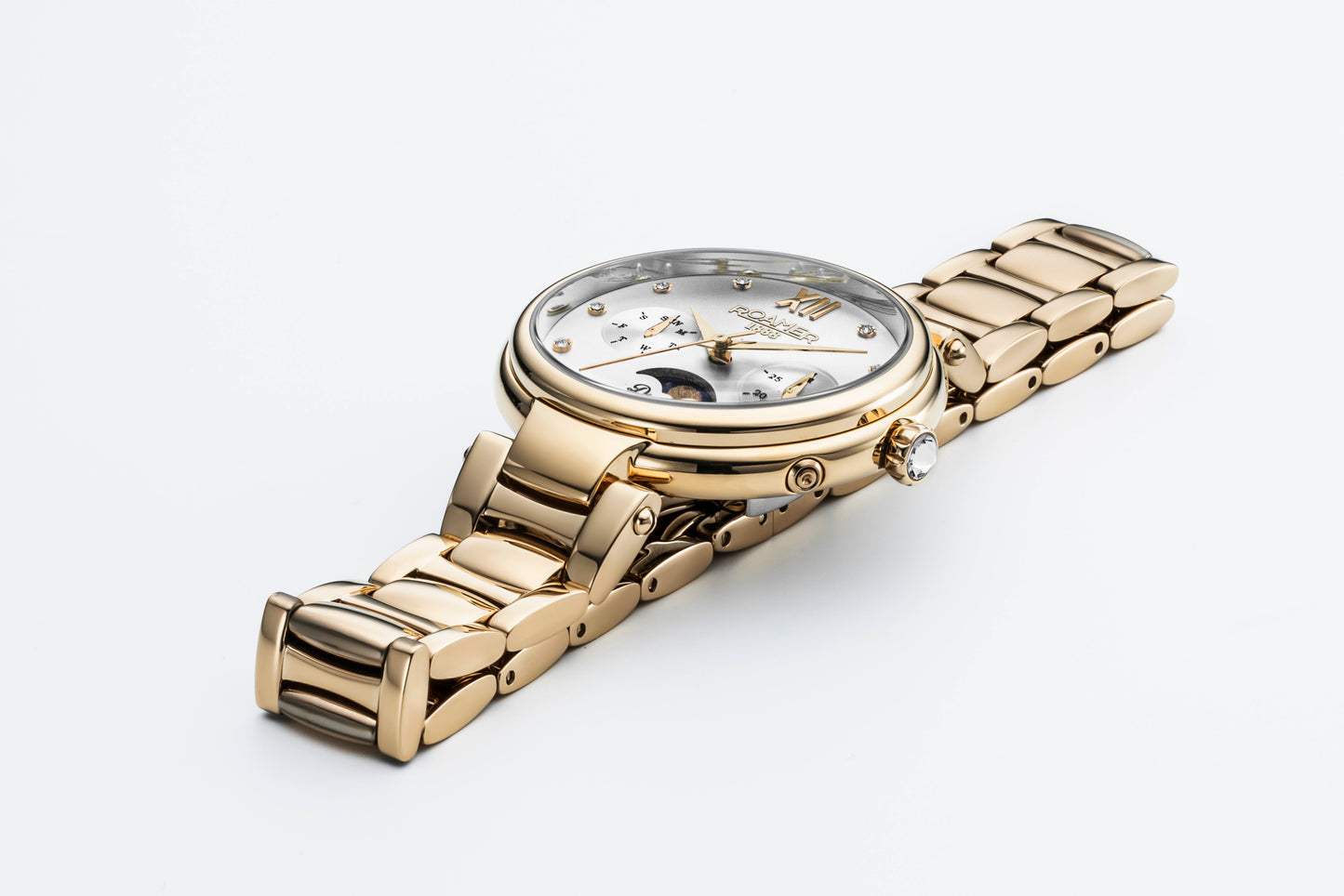 Roamer Dreamline Moonphase Silver Dial Yellow Gold Bracelet