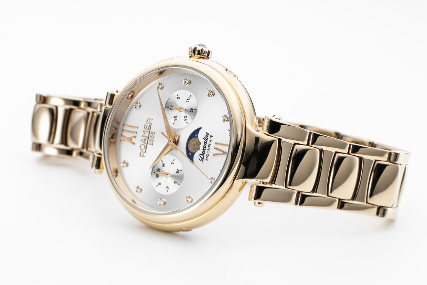 Roamer Dreamline Moonphase Silver Dial Yellow Gold Bracelet