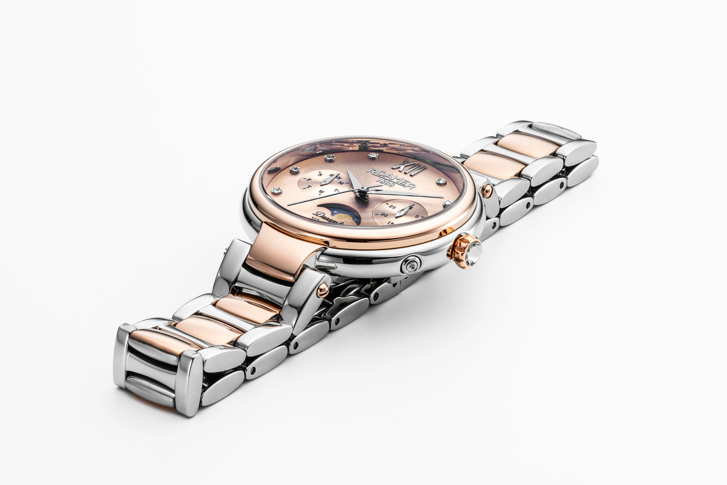 Roamer Dreamline Moonphase Pink MOP Dial Rosegold Bi-colour Bracelet