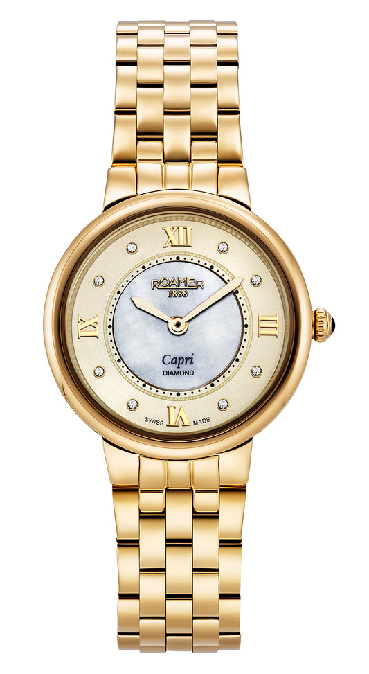 Roamer Capri White MOP Dial Yellow Gold Bracelet