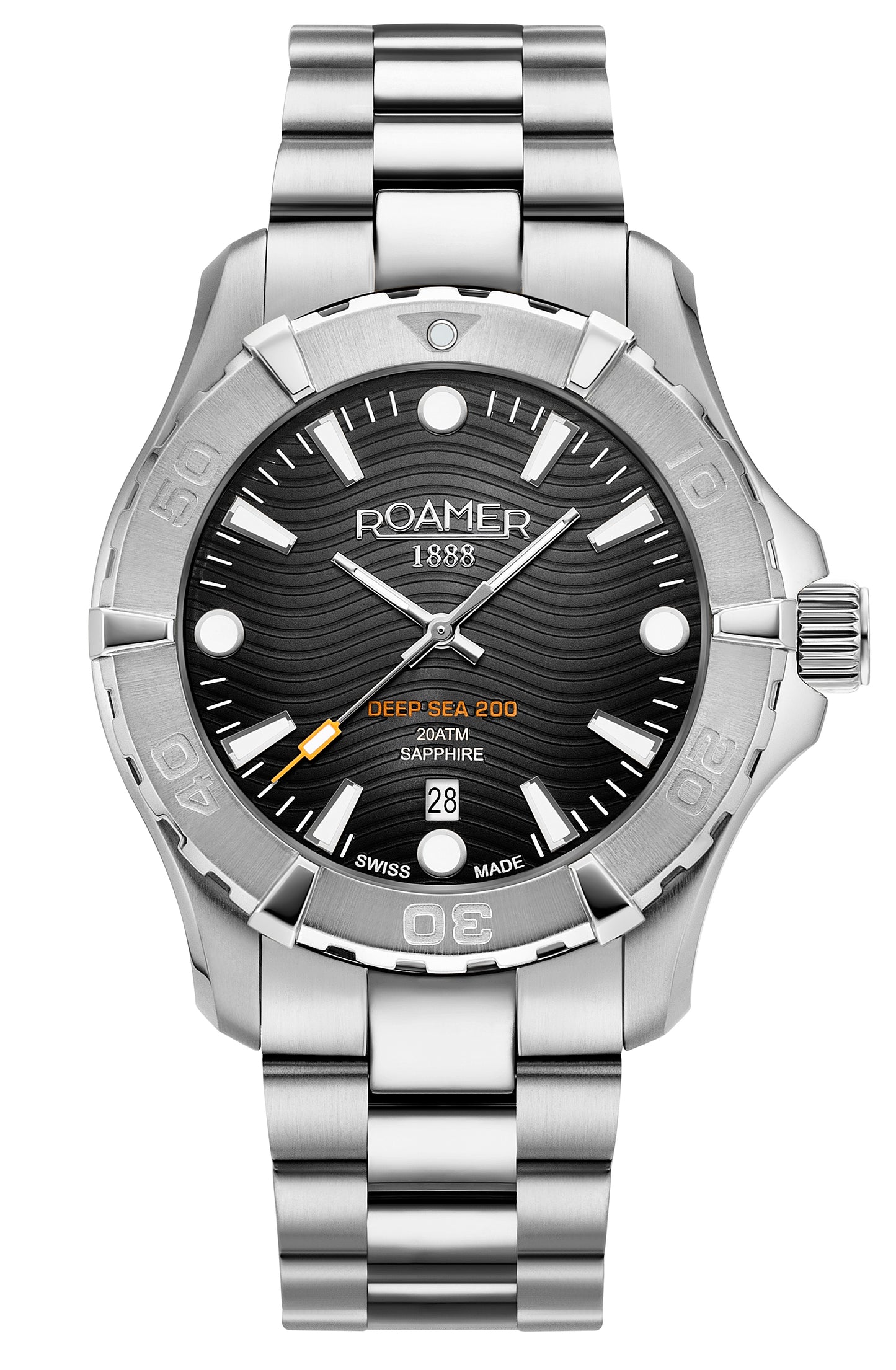 Roamer Deep Sea 200, Black Dial Stainless Steel Bracelet