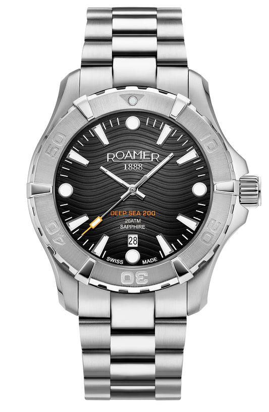Roamer Deep Sea 200, Black Dial Stainless Steel Bracelet
