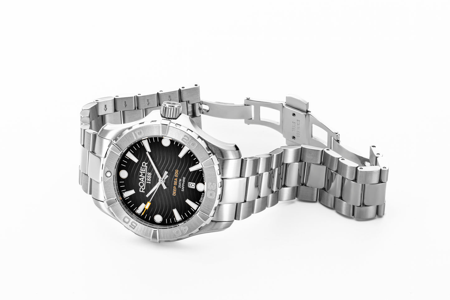 Roamer Deep Sea 200, Black Dial Stainless Steel Bracelet