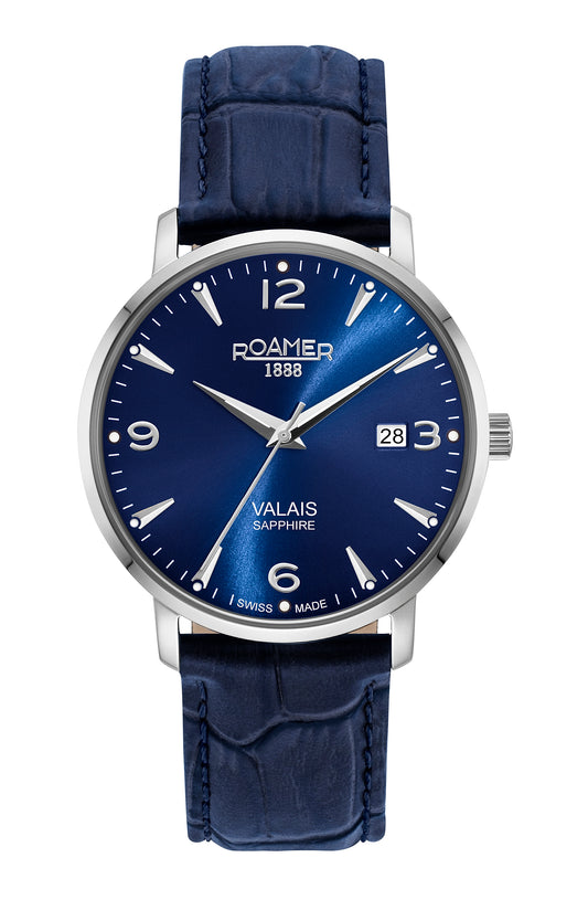 Roamer Valais Gents Blue Dial Blue Leather Strap