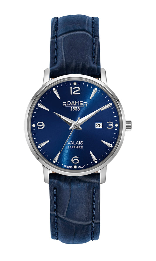 Roamer Valais Ladies Blue Dial Blue Leather Strap