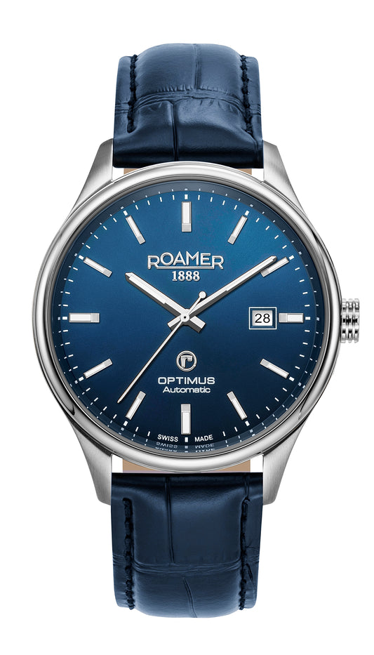 Roamer Optimus Blue Dial Blue Leather Strap