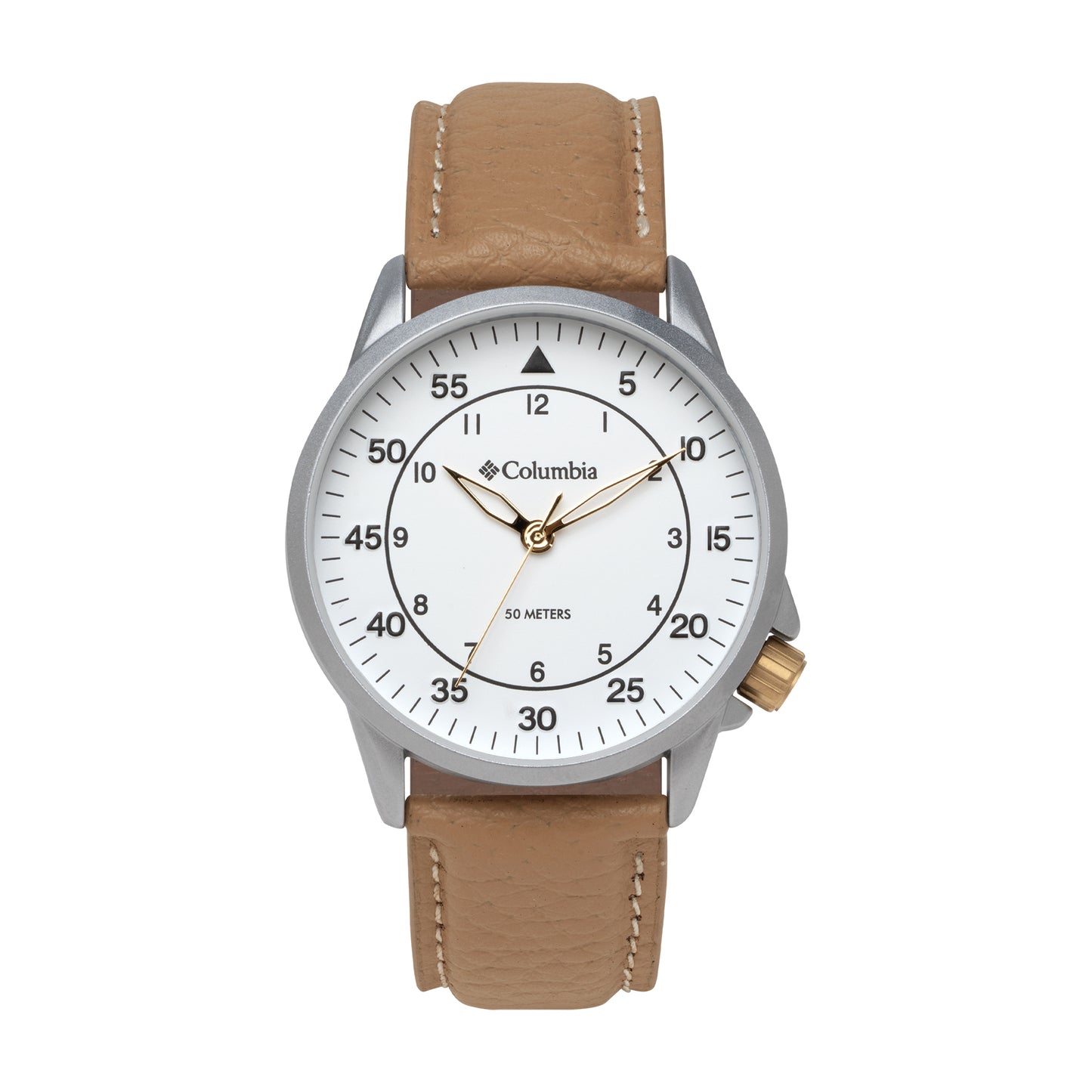 Columbia Viewmont White Dial Camel Leather Strap
