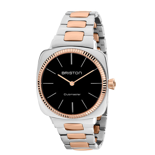 Briston Clubmaster Elegant, Black Dial Rosegold Bi-colour Bracelet