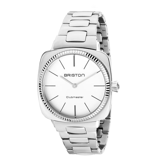 Briston Clubmaster Elegant, White Dial Stainless Steel Bracelet