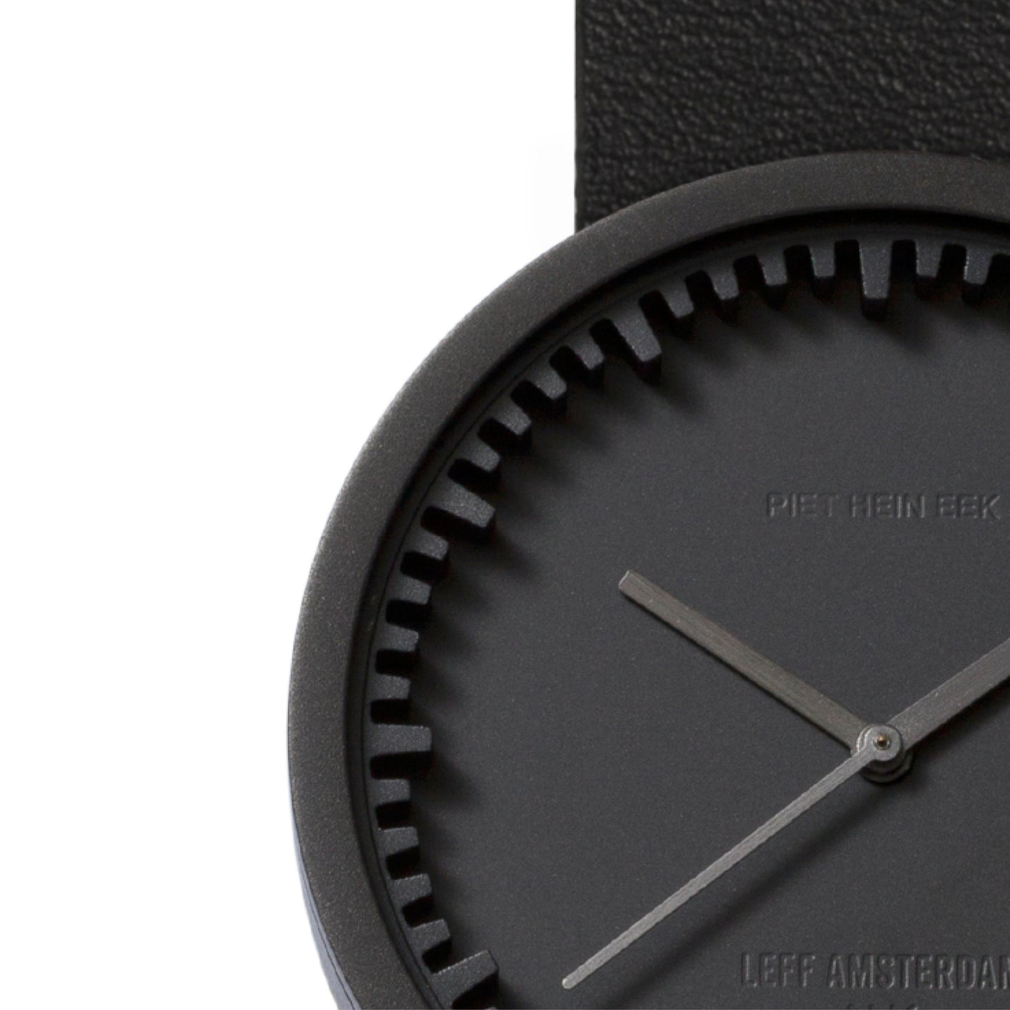 LEFF Amsterdam Tube Watch D38 Black Case Black Leather Strap
