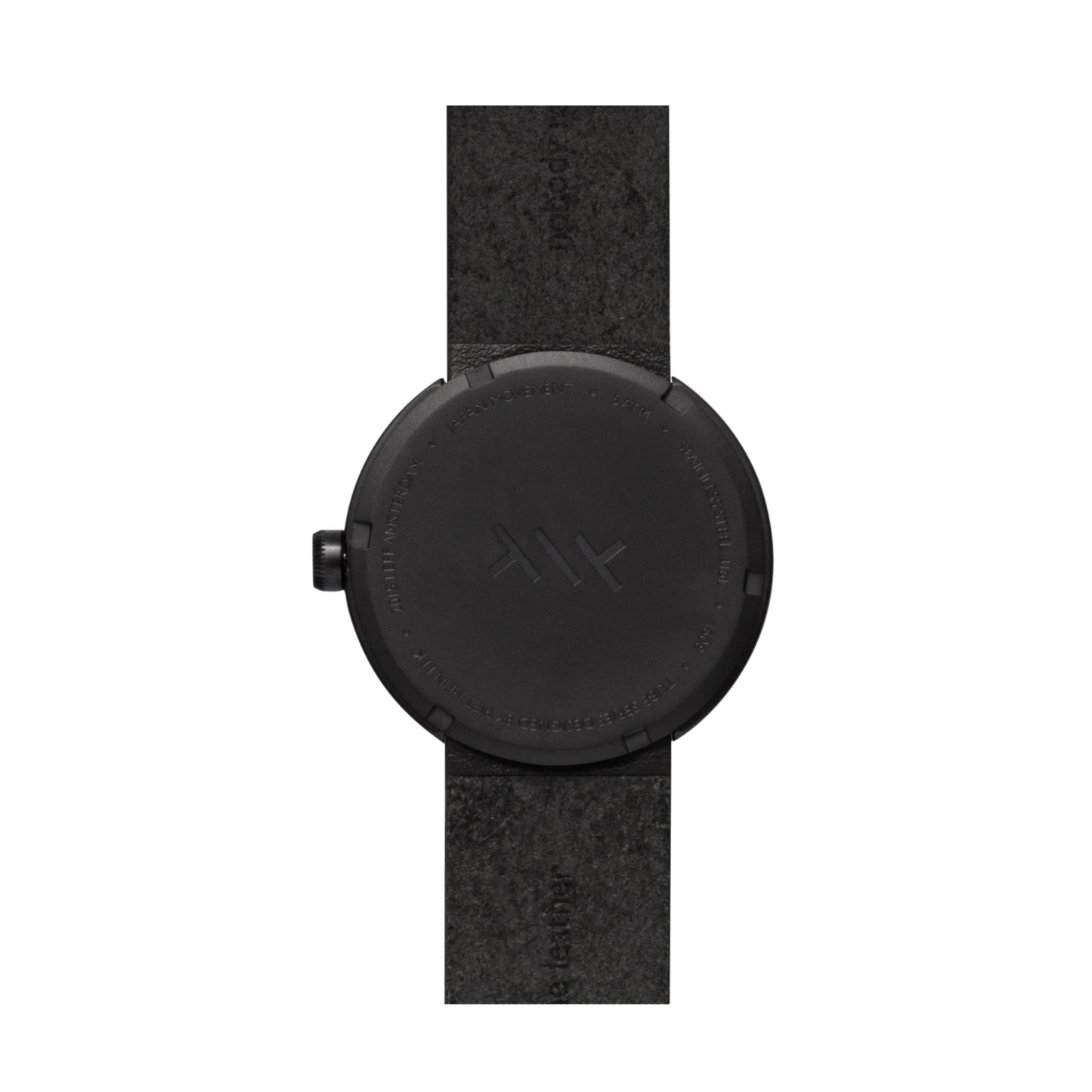 LEFF Amsterdam Tube Watch D38 Black Case Black Leather Strap